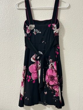 Black Floral Sundress with Pink & White Blooms